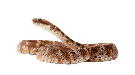 A snake with its head raised, showcasing scales isolated, transparent background	