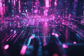 Fototapeta premium Futuristic abstract technology background with vibrant colors and animated elements showcasing advanced digital networks and connectivity in a cyber environment