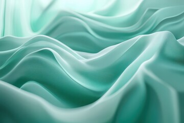 Obraz premium Exploring the elegance of abstract green fabric waves inspired by technology with a serene aurora effect enhancing the visual appeal