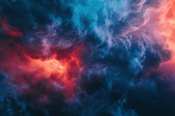 Fototapeta premium Abstract storm clouds display vibrant colors and shifting patterns, signifying climate change implications in outdoor environments