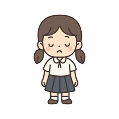 Fototapeta premium Cute Thai School Girl in Uniform Cartoon Illustration