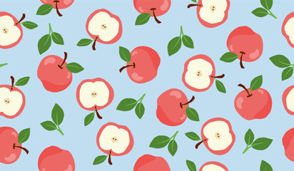 Cute apple fruits pattern background vector design