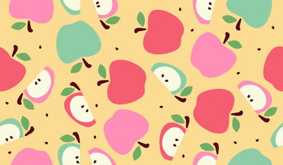 Cute apple fruits pattern background vector design