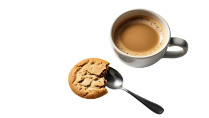 Coffee and Cookie on Transparent Background