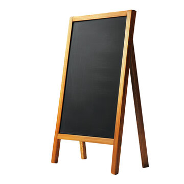 Blank chalkboard on wooden stand isolated