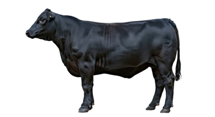 Brangus Cow Side Profile: Sleek Black Coat, Muscular, Shoulder Hump