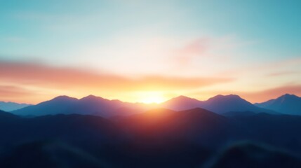 Obraz premium Mountain range at sunset or sunrise scenic landscape