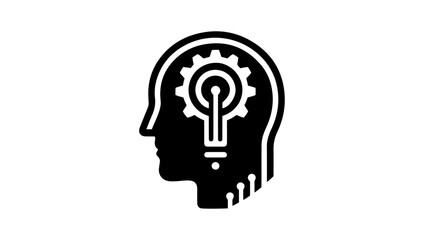 ai icon, tech icon, technology logo, tech face icon, ai face icon, gear icon, gear blub icon, ai technology logo, icon, vector, brain, head, lightbulb