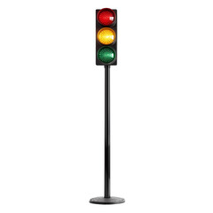 Traffic light with red yellow green lights on pole
