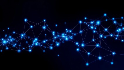 Abstract Network Connection Glowing Nodes and Lines on Dark Background