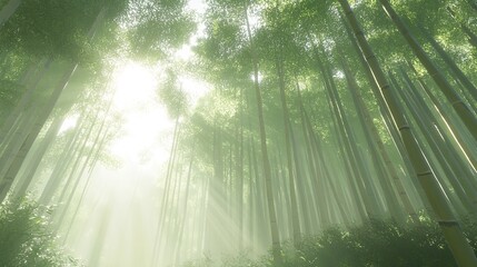 A bamboo grove with dense clusters of bamboo shoots growing in all directions, showcasing the versatility and strength of this remarkable plant.