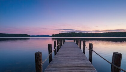 Fototapeta premium Sunset at a wooden jetty on coniston water in the english lake district with a colourful sky 5