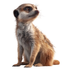 Fototapeta premium Curious meerkat observing surroundings transparent background wildlife photography natural habitat close-up shot