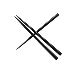 Elegant black chopsticks crossed on art food dark pair on transparent background