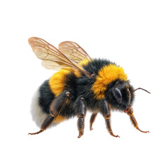 Buzzing bumblebee action shot nature setting high-quality image transparent background for creative use