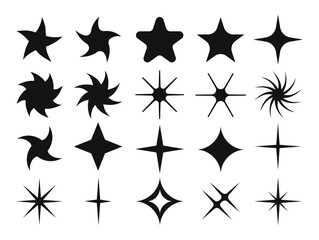 Collection of Black Star Shapes and Burst Icons