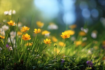 Obraz premium Sunny Meadow with Yellow Flowers