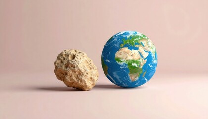 Pastel-colored vector art for International Asteroid Day with Earth and asteroid elements