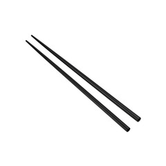 Elegant black chopsticks pair isolated on eat food on transparent background
