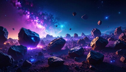 Stylized vector poster for International Asteroid Day featuring planets and asteroid belt