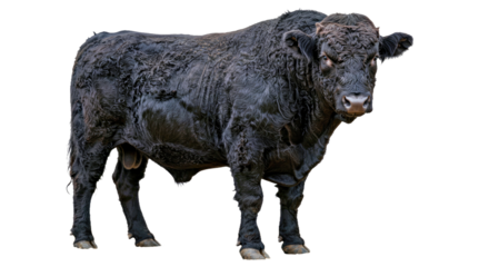 Galloway Bull: Front View, Thick Curly Coat, Powerful, Hornless