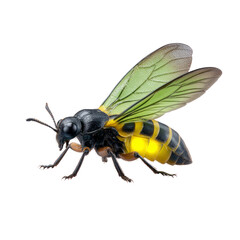 Insect action flying bee with transparent background nature scene close-up view macro photography concept