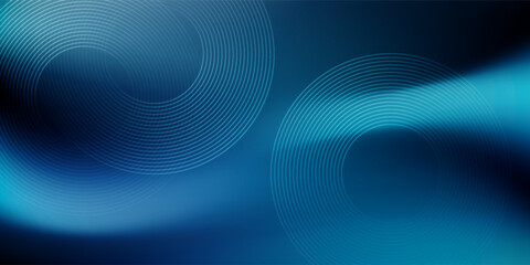 Blue abstract background with glowing circles. Swirl circular lines pattern. Geometric spiral. Twirl element. Modern graphic design. Futuristic technology concept.