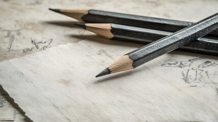 Vintage drawing paper with fine grain and faded pencil marks