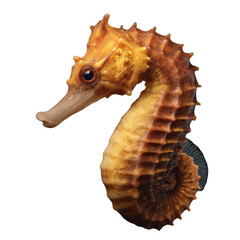 Fototapeta premium Seahorse swimming gracefully underwater world transparent background marine environment side view nature concept