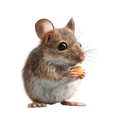 Obraz premium Cute mouse eating nut transparent background animal photography close-up studio setting wildlife concept