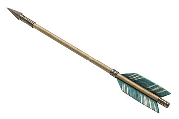 Teal and gold arrow isolated on white background