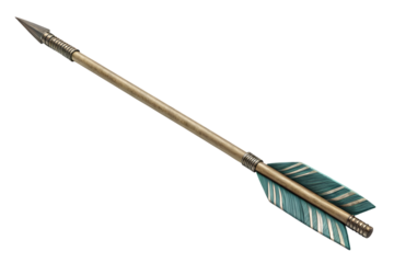 Teal and gold arrow isolated on white background