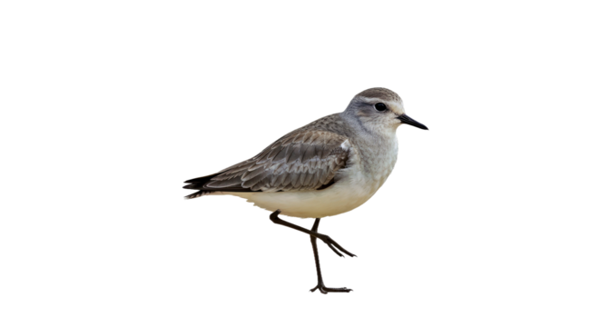 Serene Grey Plover: Standing on One Leg, Silvery-Gray, Isolated on White