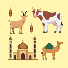 Islamic Eid Al-Adha celebration Icons Collection
