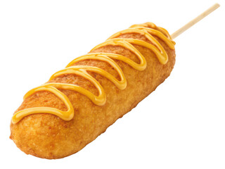 Corn dog png fried corn dog png hot dog on stick png fair food png snack on stick png crispy corn dog png fast food png classic snack png transparent background image