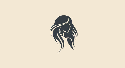 Elegant Profile of a Woman with Flowing Hair Stylized Design