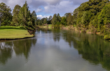 The Bellinger River in Bellingen, New South Wales, approximately one week prior to the May 2025 flood event