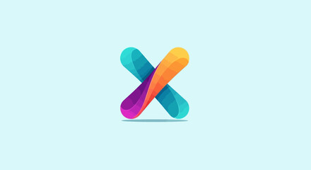 Intersecting Gradient X Modern Colorful Logo Design with Subtle Shadow