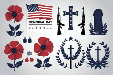 Memorial day remembrance poppies crosses guns
