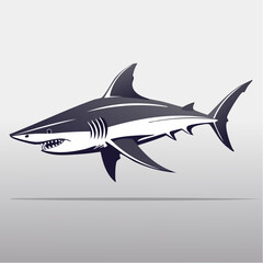 Fototapeta premium Minimalist Great White Shark Silhouette - Vector Flat Design