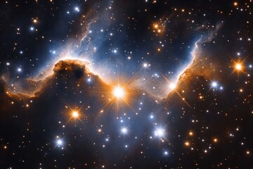 looped visual of cosmic flight through galactic clouds and bright stars