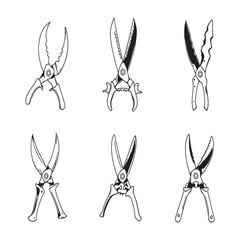 Black and White Pruning Shears Outline for Print Use