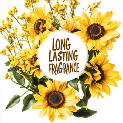 Long-lasting fragrance backgrounds with flowers, such as Sunflower, black daisy orchid, zucchini, and chrysanthemums on different colored backgrounds.