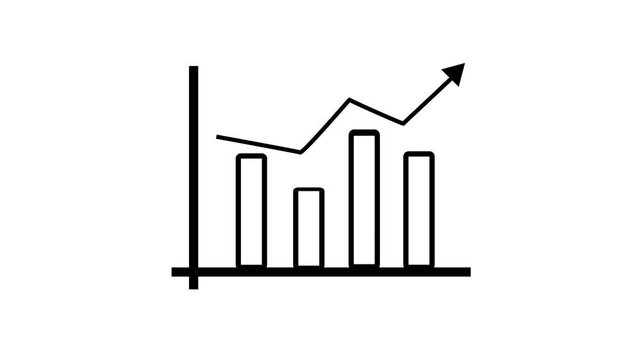 Animated business finance chart with increasing and decreasing line icon. Financial diagram on white background for market trends and data analysis.