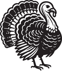 Black and White Turkey Bird Vector Illustration