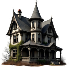 Haunted Victorian House PNG &ndash; Spooky Abandoned Mansion Illustration transparent background