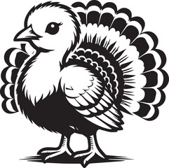 Black and White Turkey Bird Vector Illustration