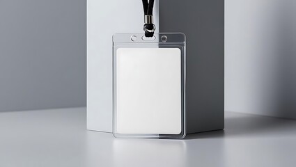 Blank Plastic ID Card Holder with Lanyard Mockup for Design Presentation