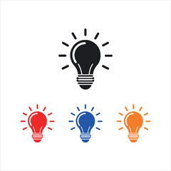 Colorful Light Bulb Icon Set - Creativity and Idea Concept Design