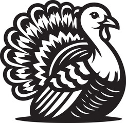 Black and White Turkey Bird Vector Illustration